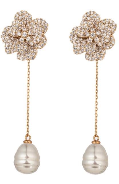 Golden Rose Drop Earrings