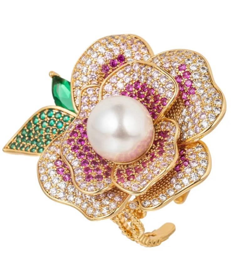 Pink & Green Rose Ring