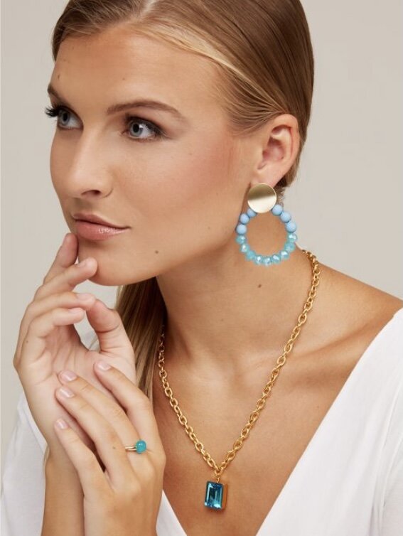 Blue Ice Necklace Gold