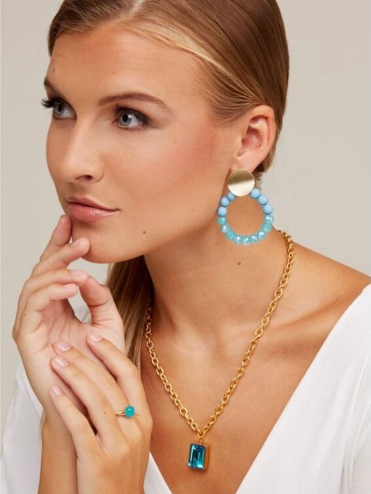 Blue Ice Necklace Gold