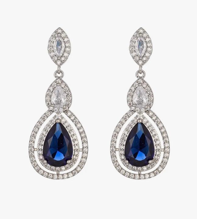 Blue Crystal Drop Earrings