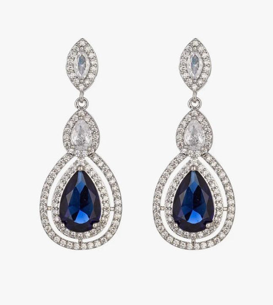Blue Crystal Drop Earrings