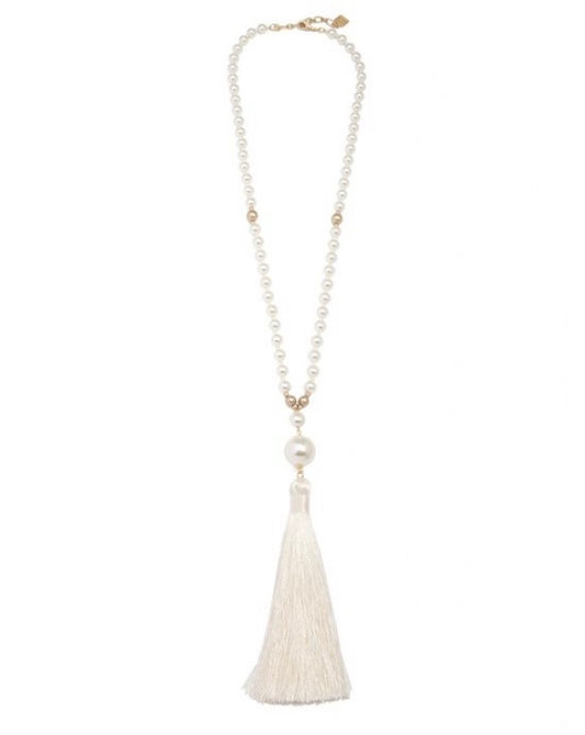 Long Beaded Tassel Necklace