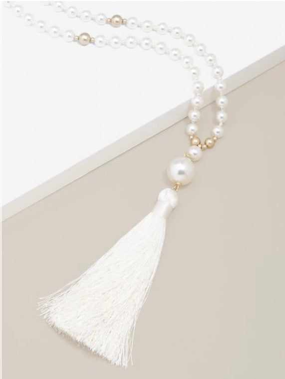 Long Beaded Tassel Necklace