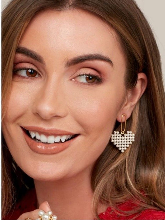 Pearl Heart Earrings