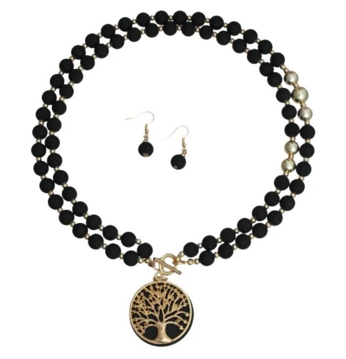 Matte Tree of Life Necklace Set