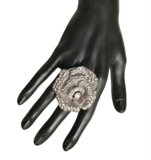 Rhinestone Rose Ring