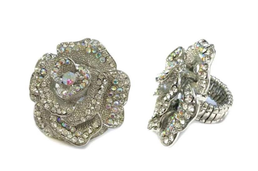Rhinestone Rose Ring