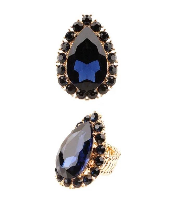 Navy Teardrop Cocktail Ring