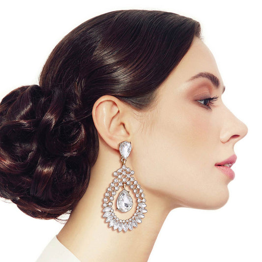 Gold Dangle Teardrop Earrings