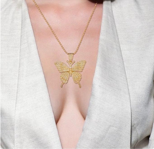 Flying Butterfly Pendant Necklace