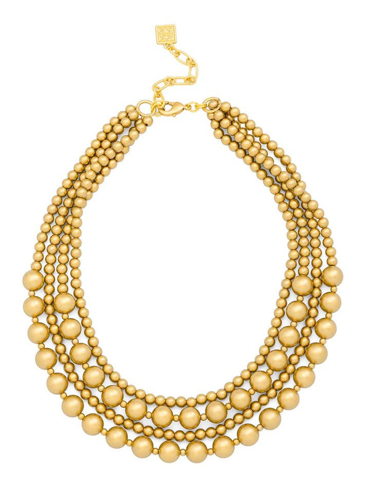 Gold Matte Beaded Collar Necklace