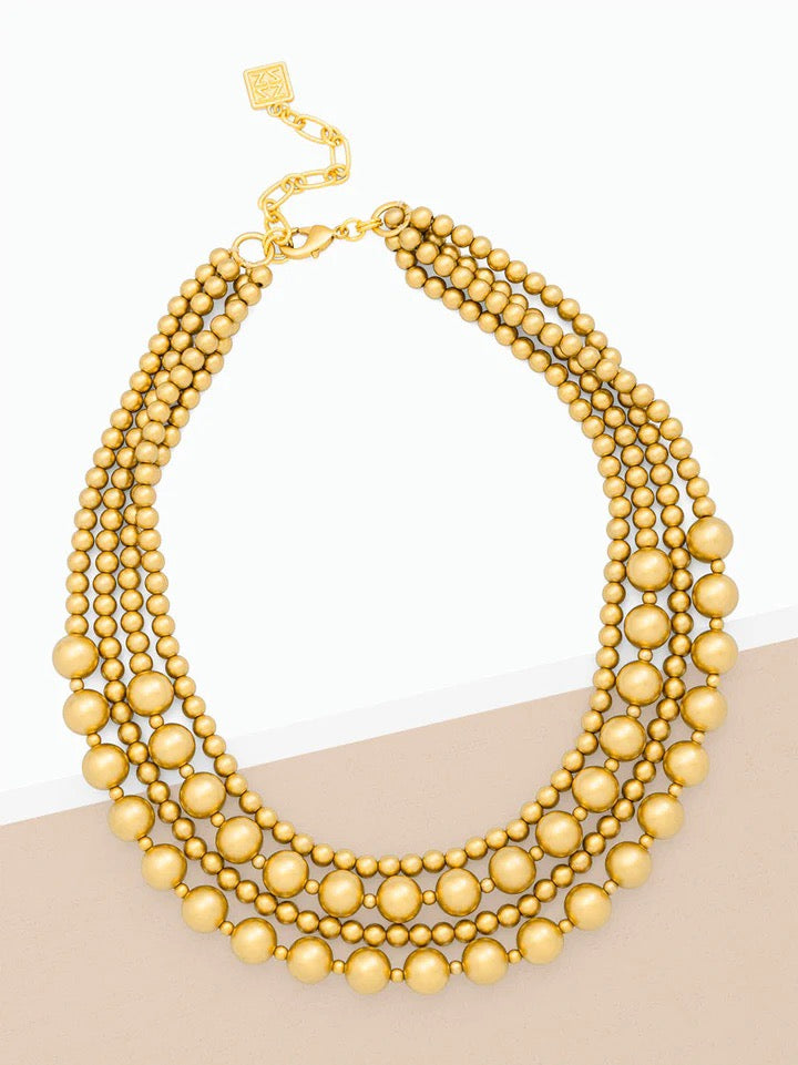 Gold Matte Beaded Collar Necklace