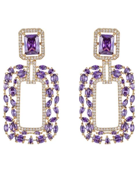 Ivy Purple Square Earrings