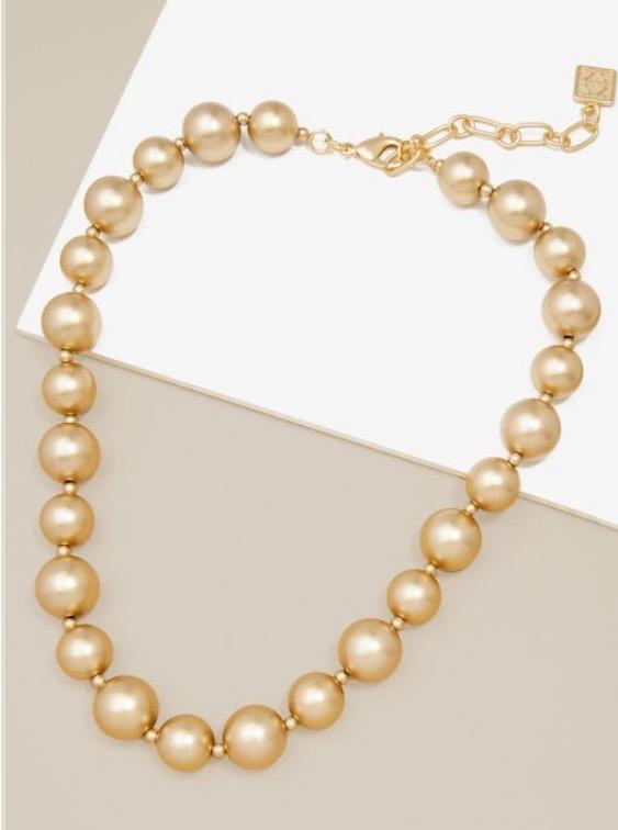 Gold Matte Beaded Necklace