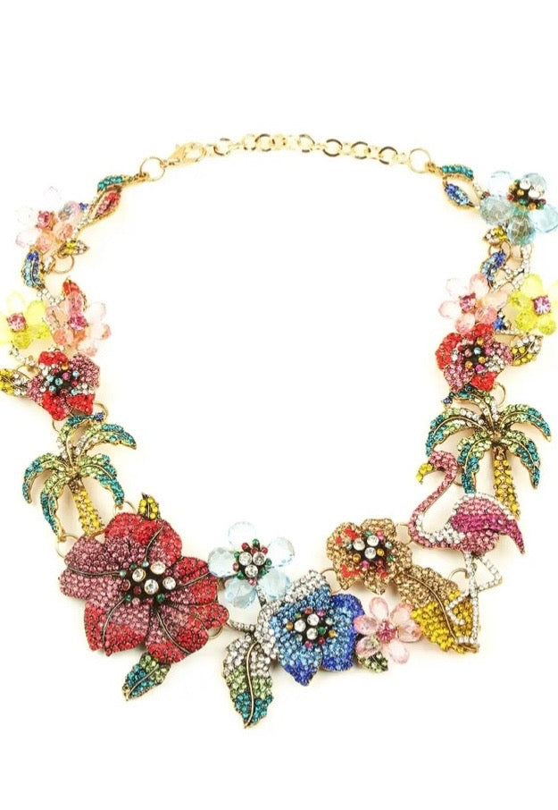 Buy Blue Floral Statement Necklace Online. – Odette