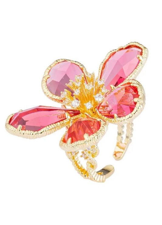 Pink & Gold Butterfly Ring
