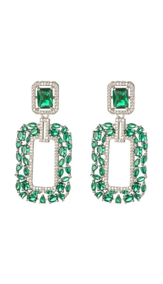 Green Crystal Statement Earrings