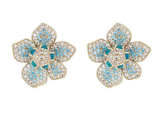 Dazzling Blue Flower Earrings