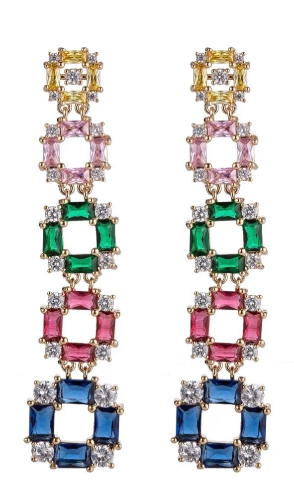 Multicolor Crystal Dangle Earrings