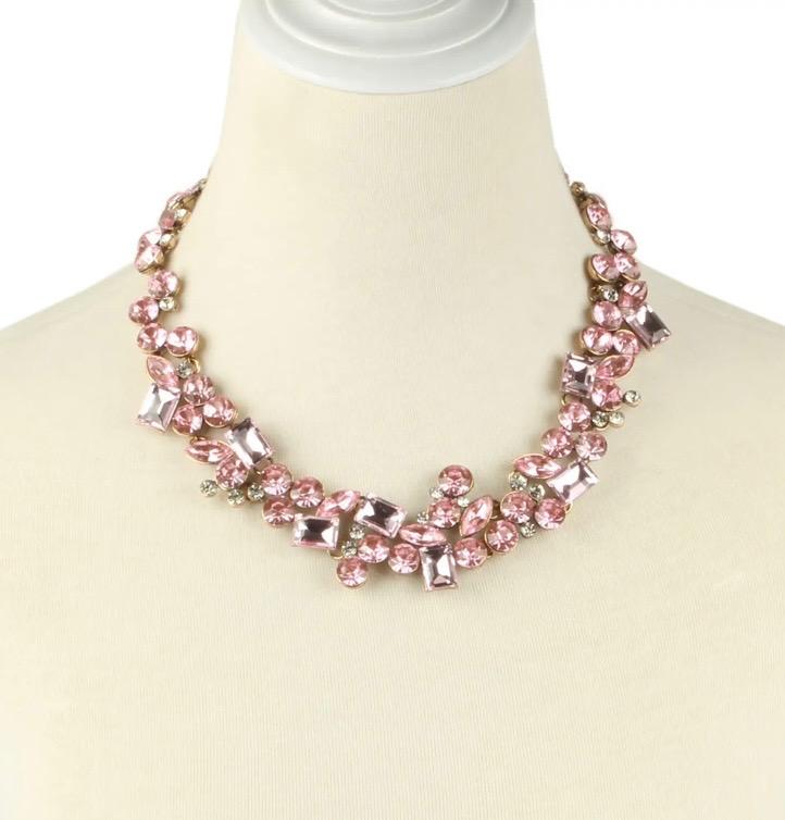 Pink Crystal Collar Necklace