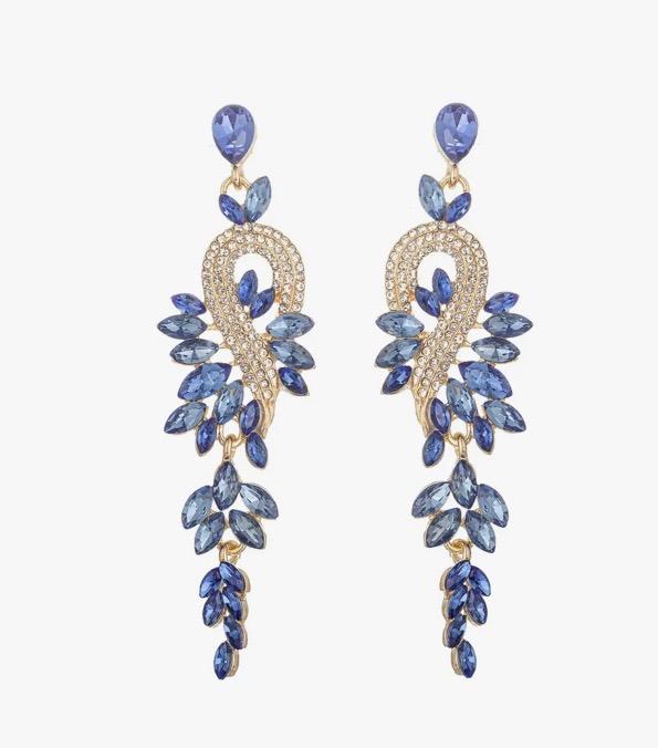 Royal Blue Crystal Dangling Earrings
