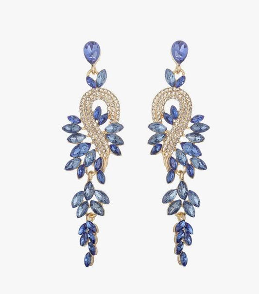 Royal Blue Crystal Dangling Earrings