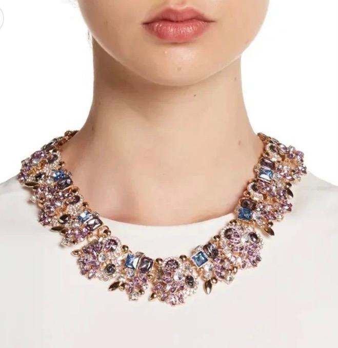 Purple and Gold Statement Necklace