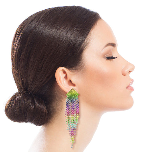 Rainbow Fringe Drop Earrings