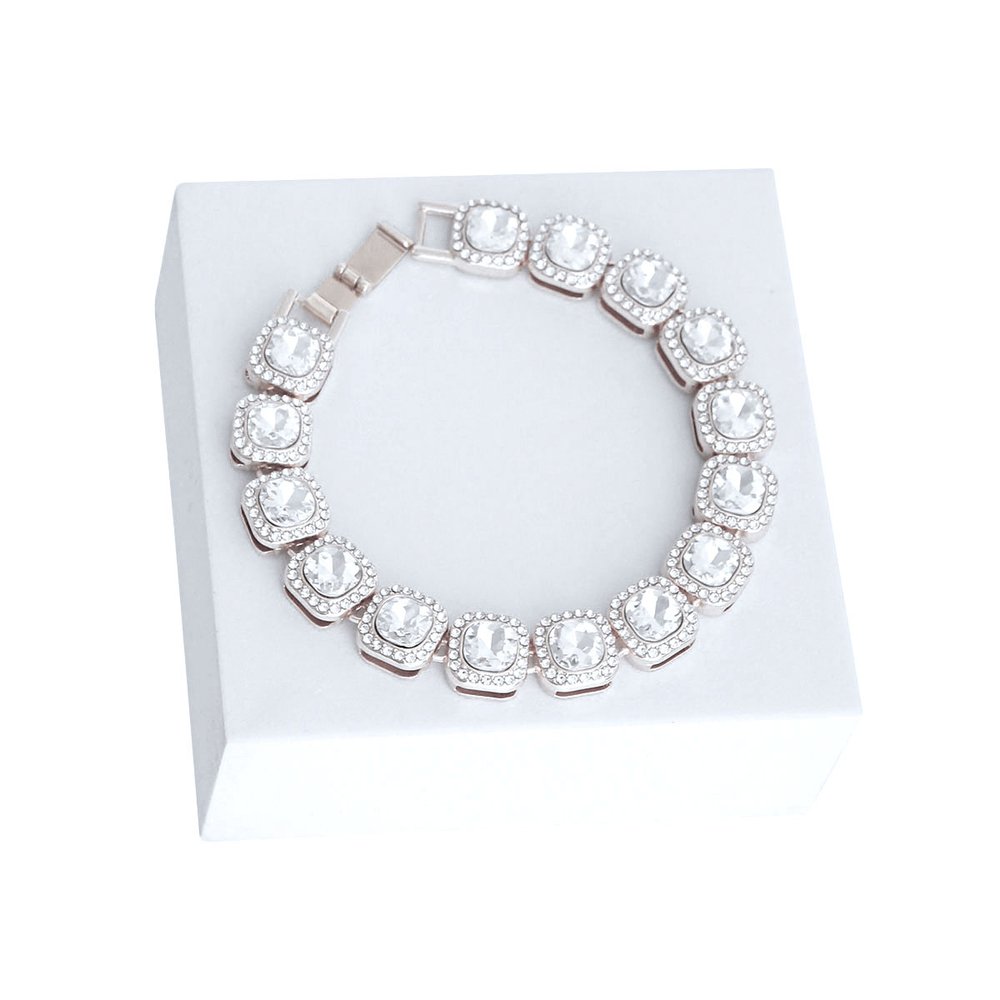Silver Square Crystal Bracelet